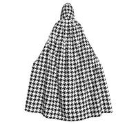 Unkhtt Houndstooth Black Print Adult Festivals Hooded Cloak Carnival Cosplay Masquerade Party Comfort Cape Hood
