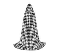 Unkhtt Houndstooth Black Print Unisex Comfort Hooded Cape For Cosplay Costume Festival Carnival Wizard Robes