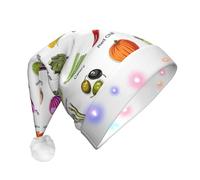 Unkhtt Introduction Of Various Vegetables Print Men Women Led Christmas Hat Santa For New Year And Xmas Festive Party Accessory