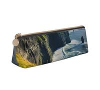 Unkhtt Ireland Outdoors County Clare The Cliffs Print Pencil Case Large Capacity Triangle Pouch for Pens Cases Student and School College
