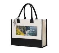 Unkhtt Ireland Outdoors County Clare The Cliffs Print Women Canvas Tote Bag Gift Large Capacity For Travel School Office Shopping Bags