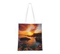 Unkhtt Ireland Sunset Seascape Print Large Capacity Bag Versatile Bags Travel Storage Grocery Eco-Friendly Easy Carry
