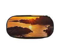 Unkhtt Ireland Sunset Seascape Print Large Capacity Pencil Pen Pouch Students Dual Zip School Stationery Makeup Storage