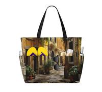Unkhtt Italian Old Street Print Comfortable Travel Bag Beach Tote Summer Vacation Picnic Camping Stylish Accessory