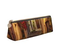 Unkhtt Italian Old Street Print Pencil Case Large Capacity Triangle Pouch for Pens Cases Student and School College