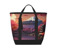 Unkhtt Japan Mount Fuji Landscapeprint Women Men Large Capacity Insulated Tote Bag For Picnic Food Delivery Shopping