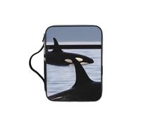 Unkhtt Killer Whales Swim Along Print Bible Storage Bag Scripture Holder Waterproof Cover Travel Church Everyday Storage