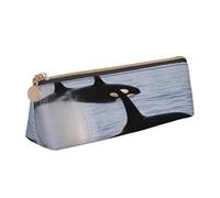 Unkhtt Killer Whales Swim Along Print Pencil Case Large Capacity Triangle Pouch for Pens Cases Student and School College