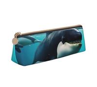 Unkhtt Killer Whales Swim Along Print Pencil Case Large Capacity Triangle Pouch for Pens Cases Student and School College