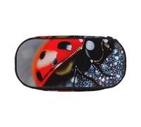 Unkhtt Ladybugs Pattern Infinite Speckled Print Large Capacity Pencil Pen Pouch Students Dual Zip School Stationery Makeup Storage