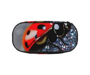 Unkhtt Ladybugs Pattern Infinite Speckled Print Large Capacity Pencil Pen Pouch Students Dual Zip School Stationery Makeup Storage