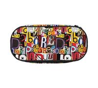 Unkhtt Letter and Number Print Large Capacity Pencil Pen Pouch Students Dual Zip School Stationery Makeup Storage