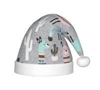 Unkhtt Llama Cactus Print Boys Girls Christmas Elf Hat Festive New Year for Xmas Holiday Santa Hats Gift