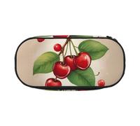 Unkhtt Lovely Sweet Red Cherry 1 Print Large Capacity Pencil Pen Pouch Students Dual Zip School Stationery Makeup Storage