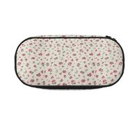 Unkhtt Lovely Sweet Red Cherry Print Large Capacity Pencil Pen Pouch Students Dual Zip School Stationery Makeup Storage