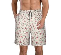 Unkhtt Lovely Sweet Red Cherry Print Stylish Holiday Practical Beach Shorts Breathable Swim Trunks Summer Water Sports