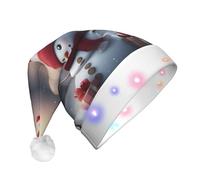 Unkhtt Merry Christmas Cute Snowman 1 Print Unisex Christmas Hat Glowing Holiday Party Decor Accessory For New Year Xmas Cap