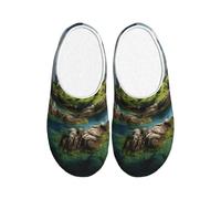 Unkhtt Norway Islands Print Adult Slippers Soft Anti-Pilling Flannel Indoor House Non-Slip Sole Home Travel