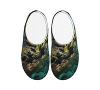 Unkhtt Norway Islands Print Adult Slippers Soft Anti-Pilling Flannel Indoor House Non-Slip Sole Home Travel