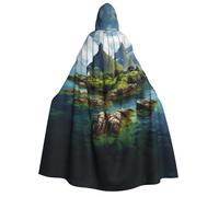 Unkhtt Norway Islands Print Hooded Cloak Men Women Teens Kids For Carnival Costume Parties Halloween Cosplay