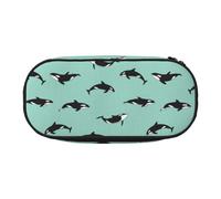 Unkhtt Pacific Ocean Whale Print Large Capacity Pencil Pen Pouch Students Dual Zip School Stationery Makeup Storage