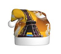 Unkhtt Paris Eiffel Tower Print Adult Christmas Hat Festive Accessory for Xmas Halloween New Year Celebration