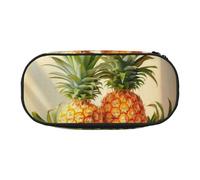 Unkhtt Pineapple Painting Print Large Capacity Pencil Pen Pouch Students Dual Zip School Stationery Makeup Storage