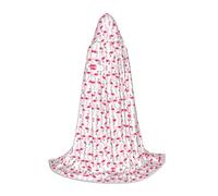 Unkhtt Pink Flamingo Pattern Print Hooded Cloak Men Women Teens Kids For Carnival Costume Parties Halloween Cosplay