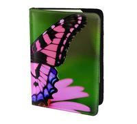 Unkhtt Pink Flower Purple Butterfly Print 5.5in Passport Travel Document Wallet Case for Men and Women Compact and Secure