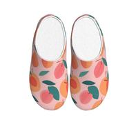 Unkhtt Pink Peach Pattern Seamless Pattern Print Adult Slippers Soft Anti-Pilling Flannel Indoor House Non-Slip Sole Home Travel