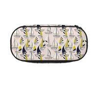 Unkhtt Pink Sketch Sailing Print Large Capacity Pencil Pen Pouch Students Dual Zip School Stationery Makeup Storage