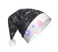 Unkhtt Purple Black Goth Spooky Print Men Women Led Christmas Hat Santa For New Year And Xmas Festive Party Accessory