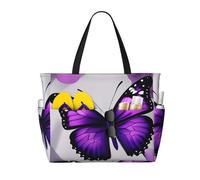 Unkhtt Purple butterfly and flower 1 Print Comfortable Travel Bag Beach Tote Summer Vacation Picnic Camping Stylish Accessory