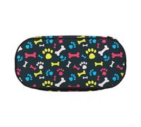 Unkhtt Rainbow Dog Cat Paw Print Large Capacity Pencil Pen Pouch Students Dual Zip School Stationery Makeup Storage