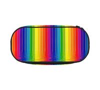 Unkhtt Rainbow Striped Print Large Capacity Pencil Pen Pouch Students Dual Zip School Stationery Makeup Storage