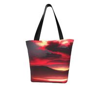 Unkhtt Red Sky at Night Starry Print Multi-Scene Shoulder Bag Beach Tote Versatile Carry Hiking Shopping Holiday Wear