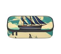 Unkhtt Sailboat Ship Landscape Print Student Pencil Case 8.3 X 2 X 3.7in Pencil Pouch School Office Travel Pen Bag