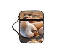 Unkhtt Seashell Landscape On The Beach Print Bible Storage Bag Scripture Holder Waterproof Cover Travel Church Everyday Storage