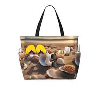 Unkhtt Seashell Landscape On The Beach Print Comfortable Travel Bag Beach Tote Summer Vacation Picnic Camping Stylish Accessory
