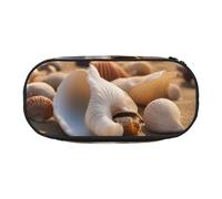 Unkhtt Seashell Landscape On The Beach Print Large Capacity Pencil Pen Pouch Students Dual Zip School Stationery Makeup Storage
