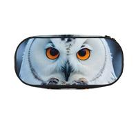 Unkhtt Snowy Owl Eyes Print Large Capacity Pencil Pen Pouch Students Dual Zip School Stationery Makeup Storage