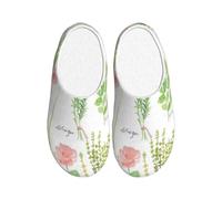 Unkhtt Springtime Herb Garden Print Adult Slippers Soft Anti-Pilling Flannel Indoor House Non-Slip Sole Home Travel
