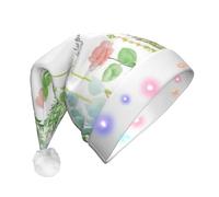 Unkhtt Springtime Herb Garden Print Men Women Led Christmas Hat Santa For New Year And Xmas Festive Party Accessory