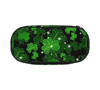 Unkhtt St Patricks Day Leaves Print Large Capacity Pencil Pen Pouch Students Dual Zip School Stationery Makeup Storage