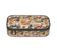 Unkhtt Starfish Seashell Sandy Beach Theme Print Student Pencil Case 8.3 X 2 X 3.7in Pencil Pouch School Office Travel Pen Bag