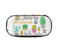 Unkhtt Succulent Cactus Print Large Capacity Pencil Pen Pouch Students Dual Zip School Stationery Makeup Storage
