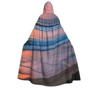 Unkhtt Sunset Beach Print Adults 190cm Hooded Cloak Carnival Costume Cosplay Festivals Outdoor Celebrations