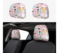 Unkhtt Sweet Ice Cream Print 2 Pcs Car Headrest Covers Comfort Style Soft Seat Cushion for Cars Accessories