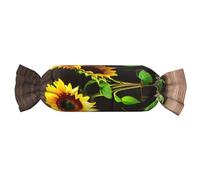 Unkhtt Three Sunflowers On Wooden Print Versatile Round Bolster Pillow Candy-Shaped Pillows Bedroom Indoor Outdoor Decor