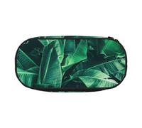 Unkhtt Tropical Banana Leaf Print Large Capacity Pencil Pen Pouch Students Dual Zip School Stationery Makeup Storage